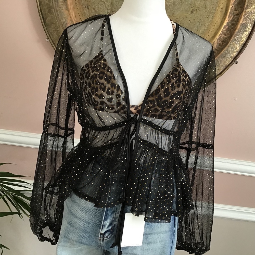 See through top with gold dots